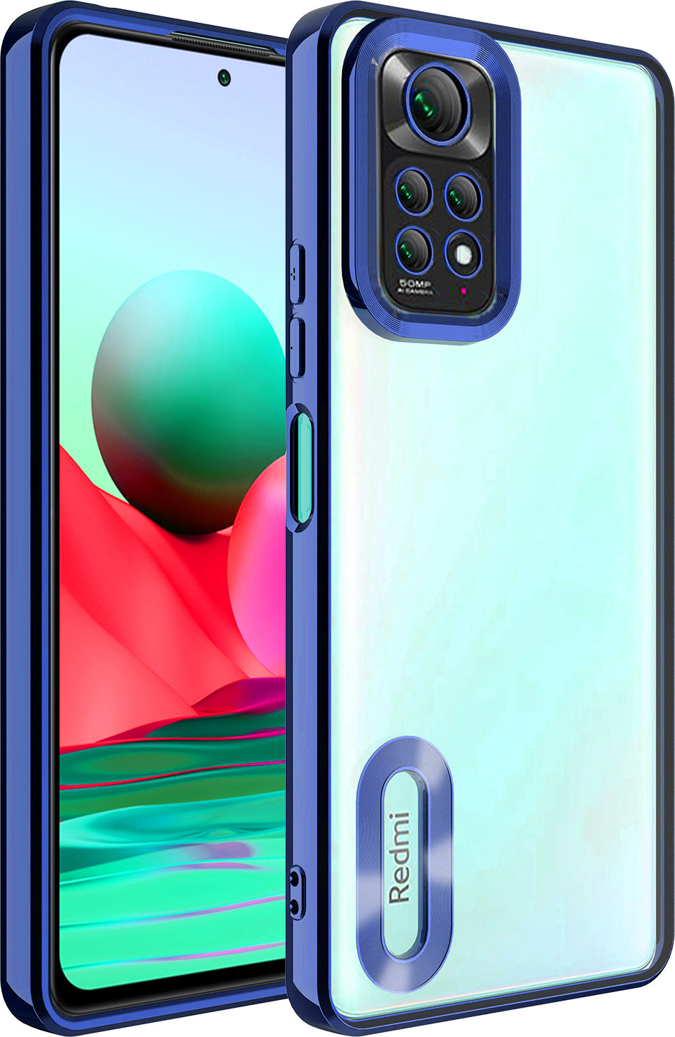 Xiaomi Redmi Note 11 Global Kılıf Kamera Korumalı Logo Gösteren Mnc Omega Kapak-Lacivert