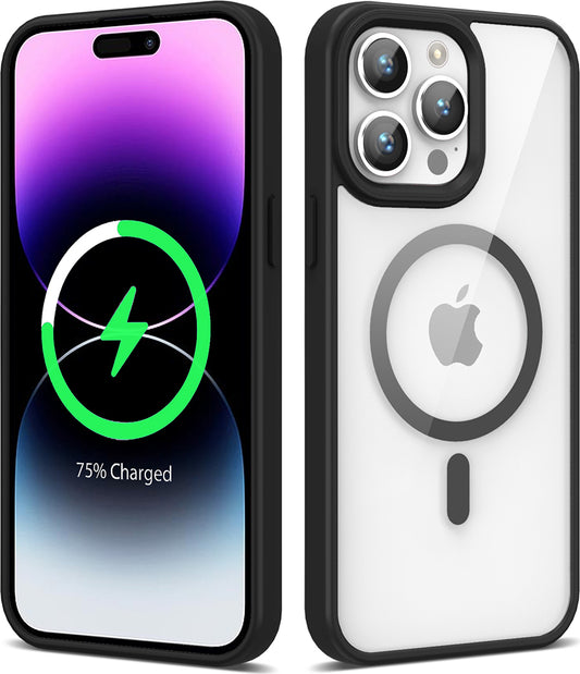 Apple iPhone 14 Pro Max Kılıf Magsafe Wireless Şarj Özellikli Silikon Mnc Ege Kapak-Siyah