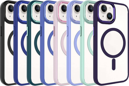 Apple iPhone 15 Kılıf Wireless Şarj Özellikli Mnc Krom Magsafe Silikon Kapak-Derin Mor