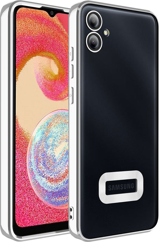 Galaxy A04E Kılıf Kamera Korumalı Logo Gösteren Mnc Omega Kapak-Gümüş