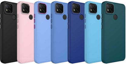 Xiaomi Redmi 10A Kılıf Metal Çerçeve ve Buton Tasarımlı Silikon Mnc Luna Kapak-Lavendery Gray