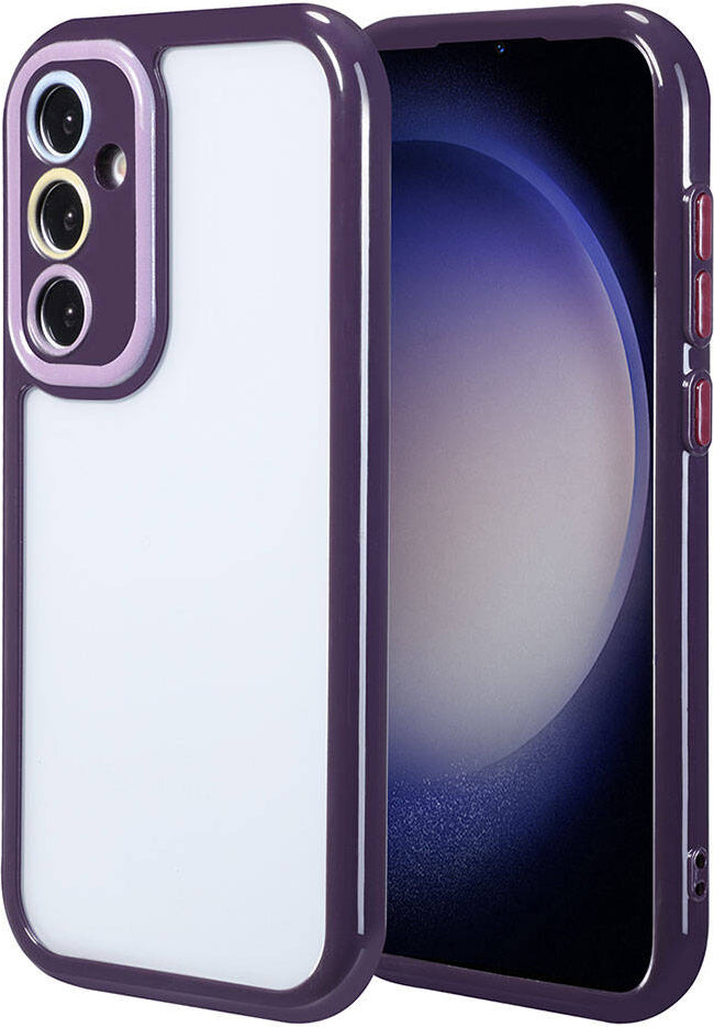 Galaxy S23 Kılıf Kamera Korumalı Renkli Kenar ve Çerçeve Tasarımlı Mnc Vitamin Kapak-Derin Mor
