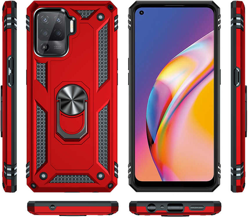 Oppo Reno 5 Lite Kılıf Mnc Vega Kapak-Kırmızı