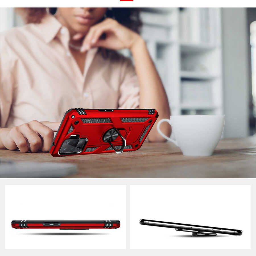 Oppo Reno 5 Lite Kılıf Mnc Vega Kapak-Kırmızı