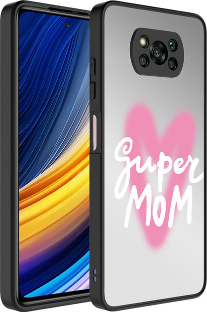 Xiaomi Poco X3 Kılıf Aynalı Desenli Kamera Korumalı Parlak Mnc Mirror Kapak-Süper Anne
