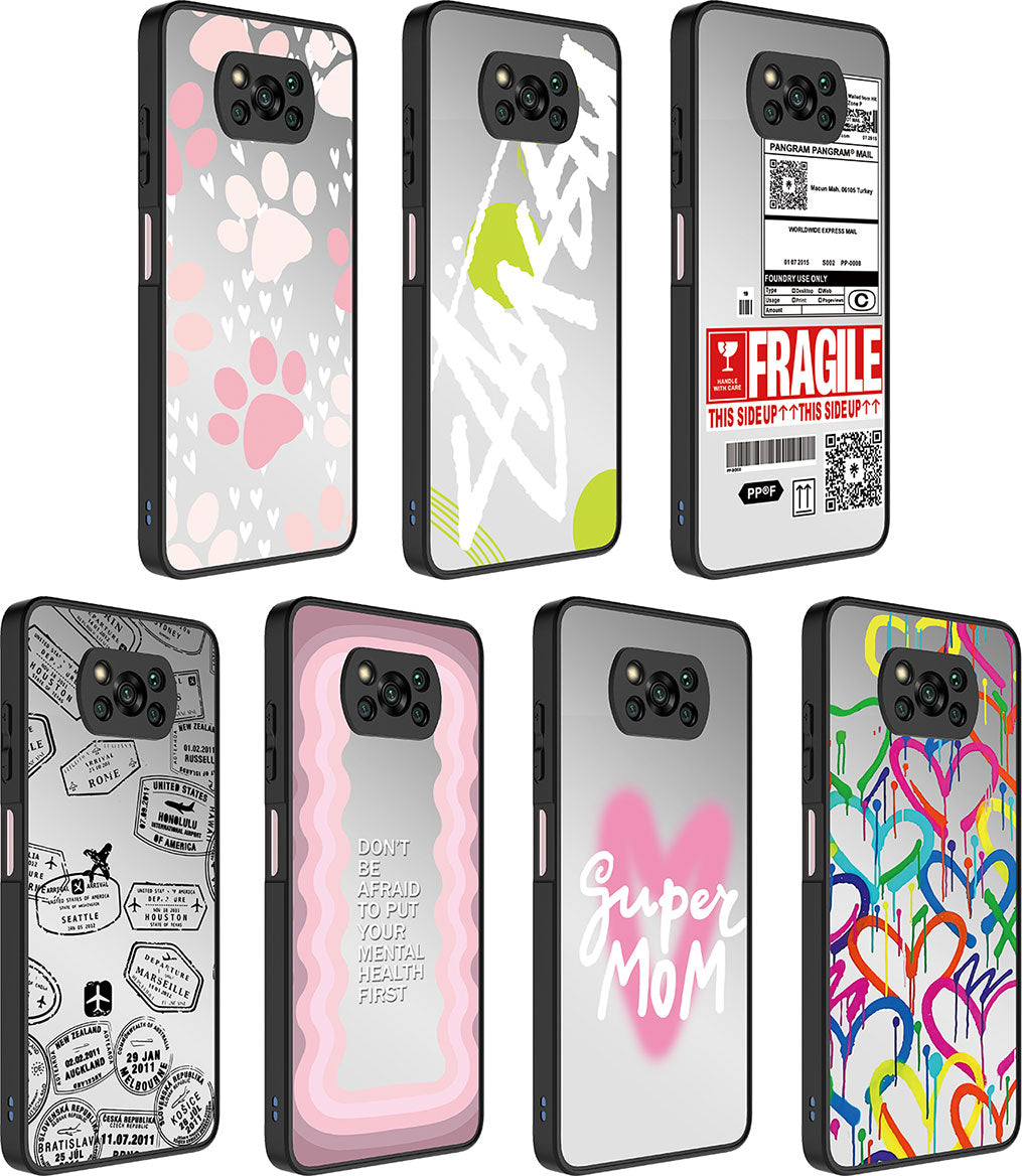 Xiaomi Poco X3 Kılıf Aynalı Desenli Kamera Korumalı Parlak Mnc Mirror Kapak-Süper Anne