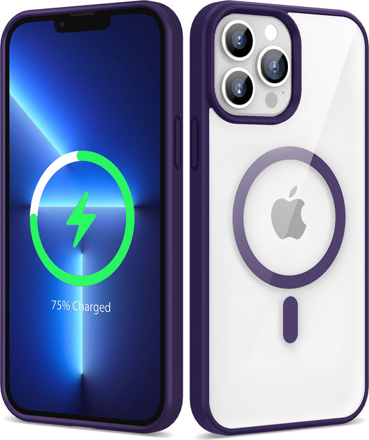Apple iPhone 13 Pro Kılıf Magsafe Wireless Şarj Özellikli Silikon Mnc Ege Kapak-Derin Mor