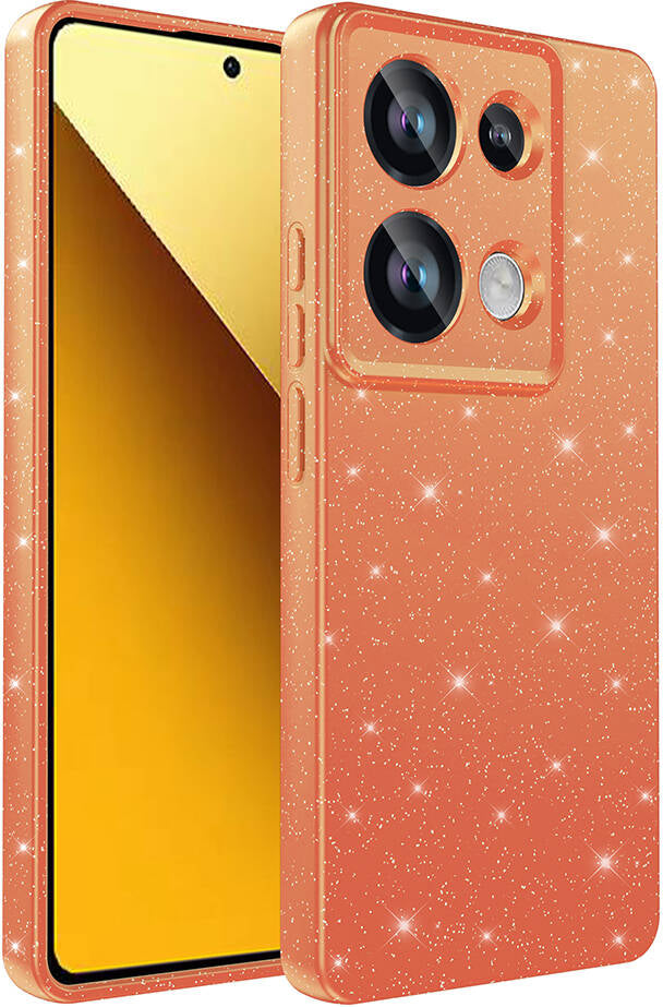 Xiaomi Redmi Note 13 Pro 4g Kılıf Kamera Korumalı Simli Lüks Mnc Koton Kapak-Turuncu