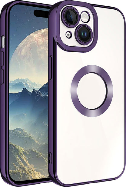 Apple iPhone 15 Kılıf Kamera Korumalı Logo Gösteren Mnc Omega Kapak-Derin Mor