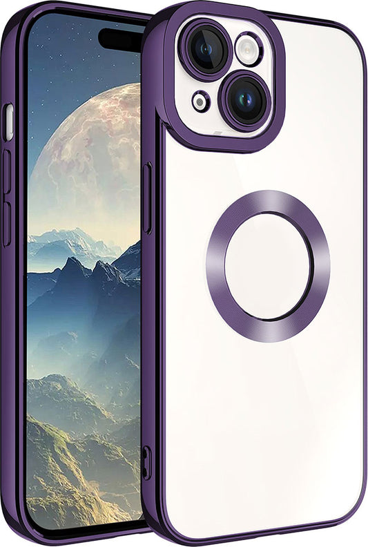 Apple iPhone 15 Kılıf Kamera Korumalı Logo Gösteren Mnc Omega Kapak-Derin Mor