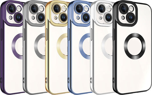 Apple iPhone 15 Kılıf Kamera Korumalı Logo Gösteren Mnc Omega Kapak-Titanyum