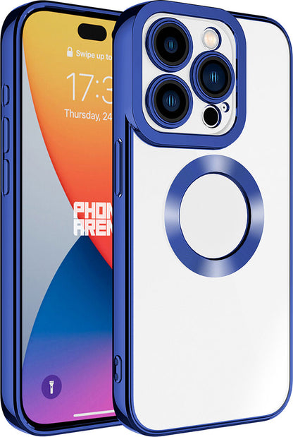 Apple iPhone 15 Pro Kılıf Kamera Korumalı Logo Gösteren Mnc Omega Kapak-Midnight