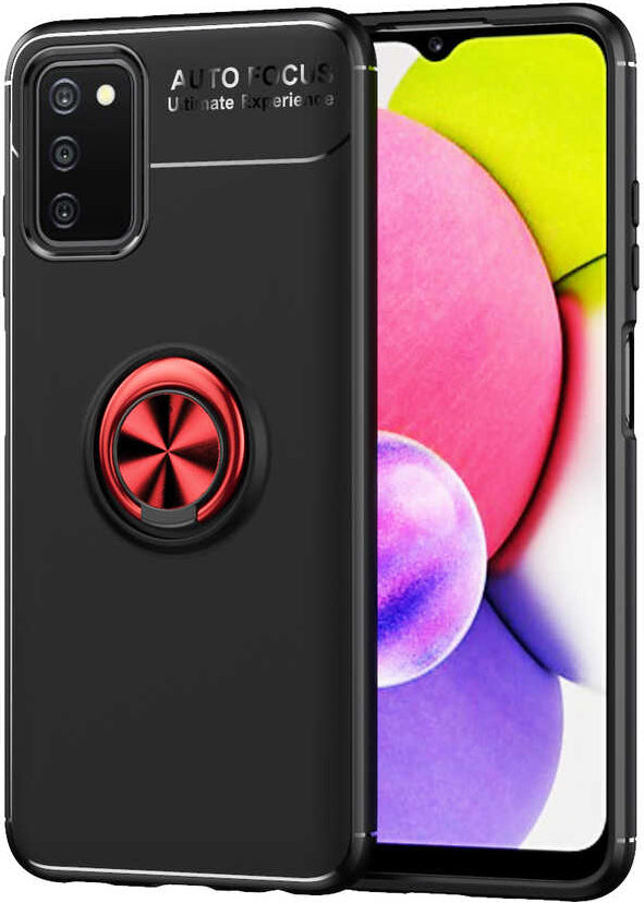 Galaxy A03S Kılıf Mnc Ravel Silikon Kapak-Siyah-Kırmızı