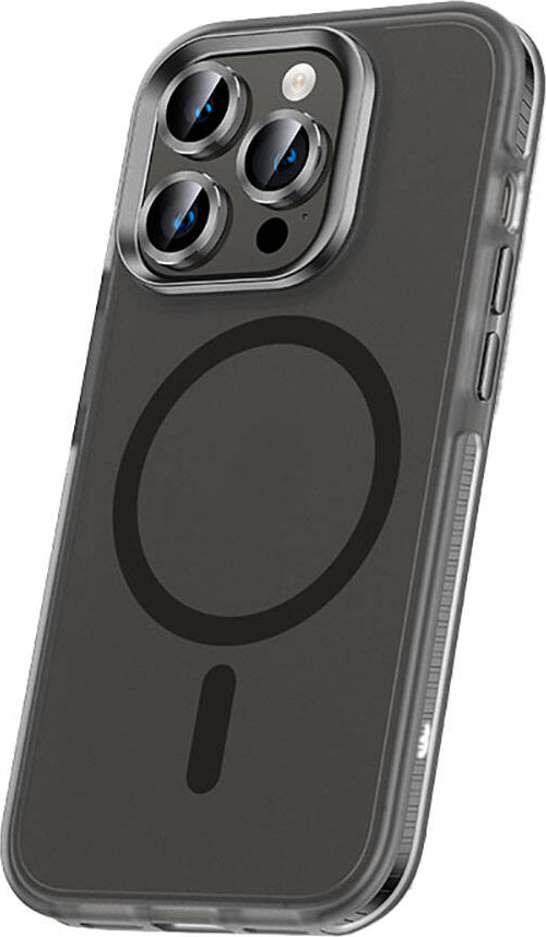 Apple iPhone 15 Pro Max Kılıf Airbagli Magsafe Wireless Şarj Özellikli Lens Koruyuculu Mnc Klaptika Kapak-Siyah