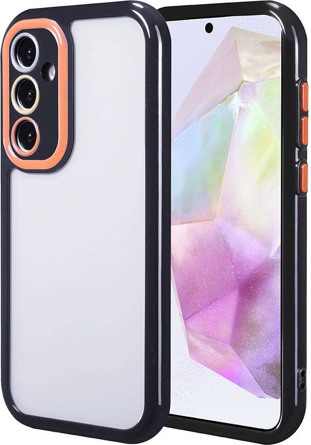 Galaxy A35 Kılıf Kamera Korumalı Renkli Kenar ve Çerçeve Tasarımlı Mnc Vitamin Kapak-Siyah