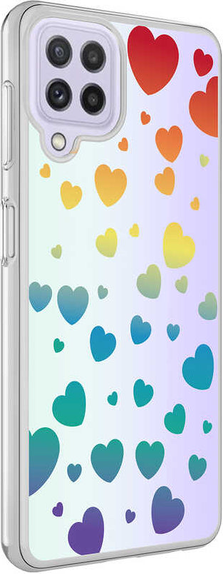 Galaxy A22 4g Kılıf Mnc M-Blue Desenli Kapak-Heart No3