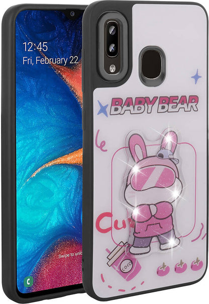 Galaxy A20 Kılıf Parlayan Kabartmalı Ikonik Figürlü Mnc Amas Silikon Kapak-Beyaz
