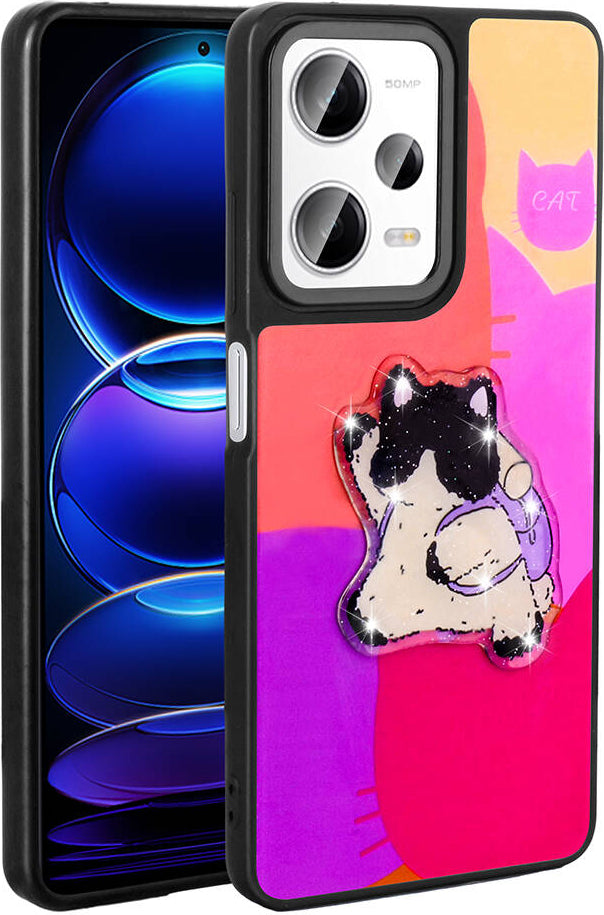 Xiaomi Redmi Note 12 Pro 5g Kılıf Parlayan Kabartmalı Ikonik Figürlü Mnc Amas Silikon Kapak-Mor