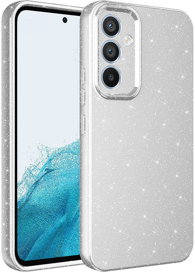 Galaxy A05S Kılıf Kamera Korumalı Simli Lüks Mnc Koton Kapak-Gümüş