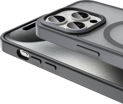 Apple iPhone 15 Pro Kılıf Magsafe Şarj Özellikli Mat Arka Yüzey Mnc Sio Kapak-Lacivert