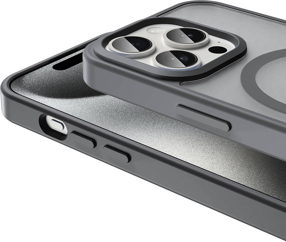 Apple iPhone 15 Pro Max Kılıf Magsafe Şarj Özellikli Mat Arka Yüzey Mnc Sio Kapak-Lacivert