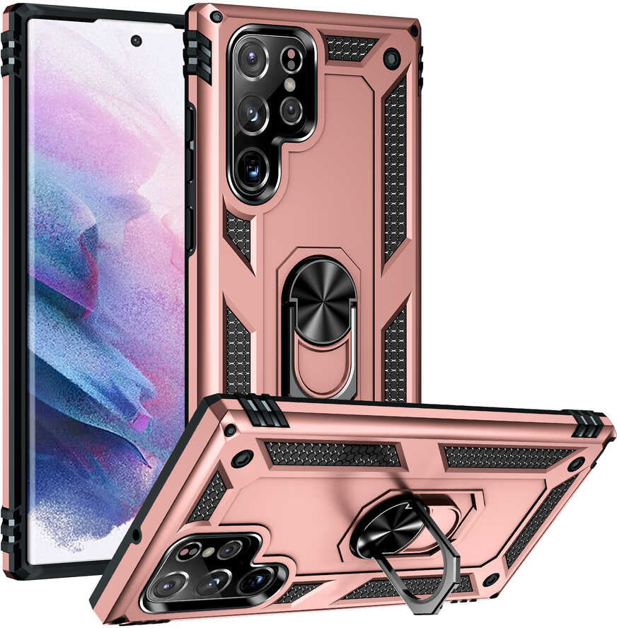 Galaxy S22 Ultra Kılıf Mnc Vega Kapak-Rose Gold