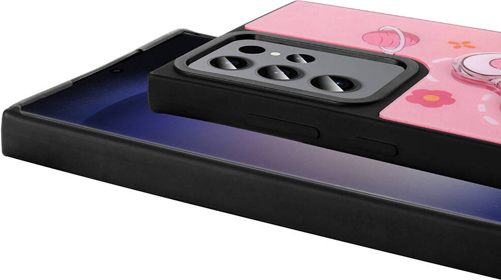 Galaxy S23 Ultra Kılıf Parlayan Kabartmalı Ikonik Figürlü Mnc Amas Silikon Kapak-Pembe