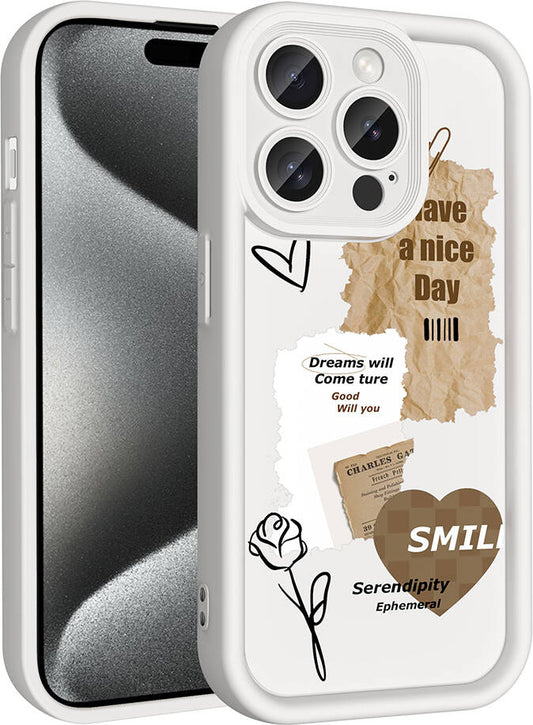 Apple iPhone 14 Pro Kılıf Kamera Korumalı Baskılı Arka Yüzey Mnc Klas Kapak-Açık Kahve