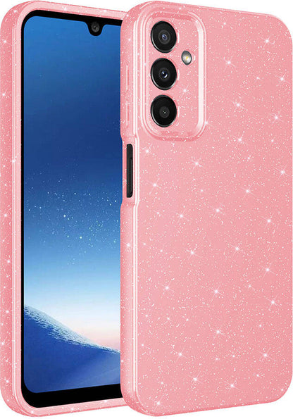 Galaxy A15 Kılıf Kamera Korumalı Simli Lüks Mnc Koton Kapak-Pembe