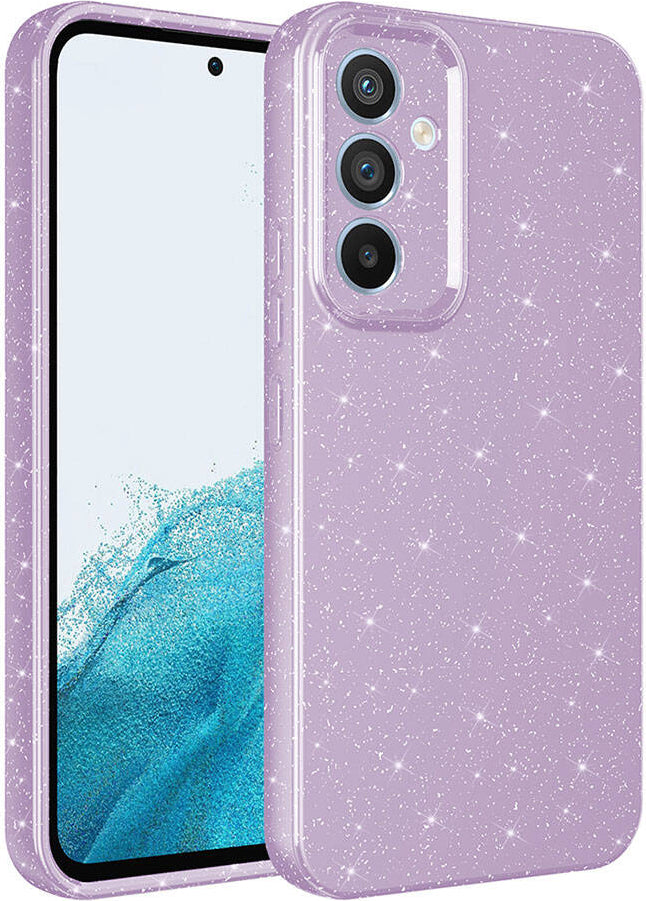 Galaxy A35 Kılıf Kamera Korumalı Simli Lüks Mnc Koton Kapak-Lila