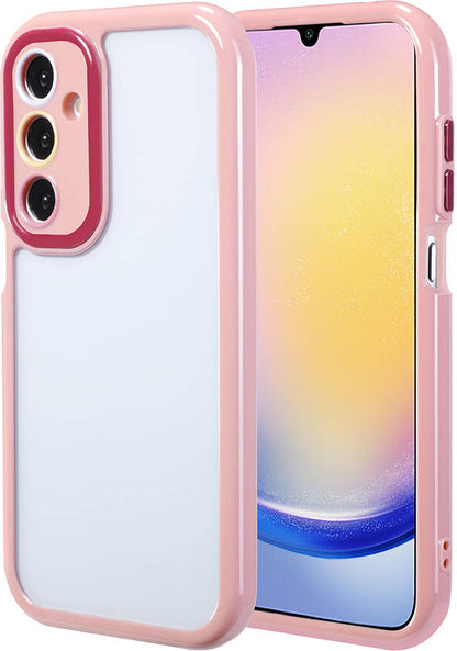 Galaxy A25 Kılıf Kamera Korumalı Renkli Kenar ve Çerçeve Tasarımlı Mnc Vitamin Kapak-Mürdüm