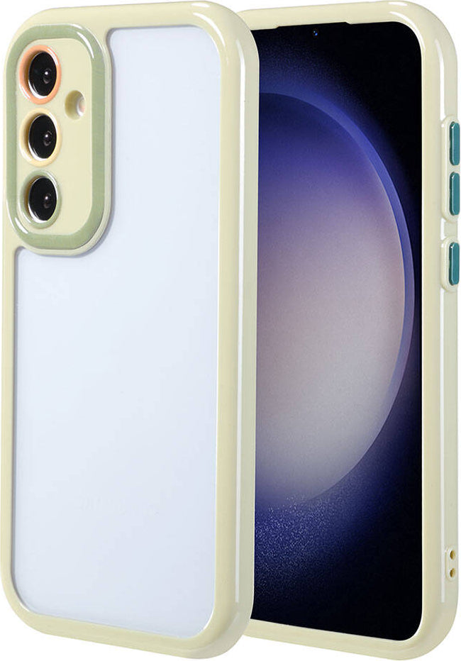 Galaxy S23 Kılıf Kamera Korumalı Renkli Kenar ve Çerçeve Tasarımlı Mnc Vitamin Kapak-Yeşil