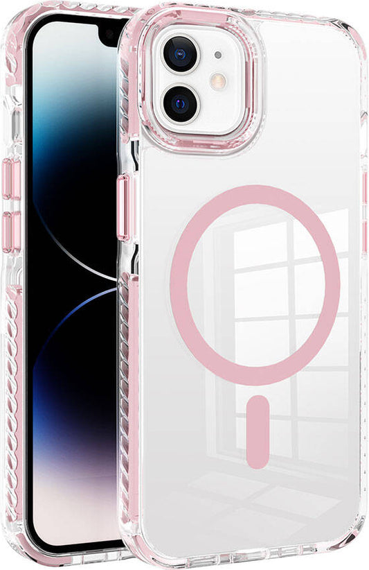 Apple iPhone 11 Kılıf Magsafe Şarj Özellikli Airbagli Takılabilir Askı Aparatlı Mnc Nana Kapak-Pembe