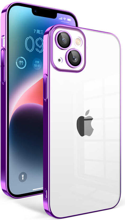 iPhone 14 Plus Uyumlu Kamera Korumalı Renkli Çerçeveli Mnc Garaj Kapak-Lila