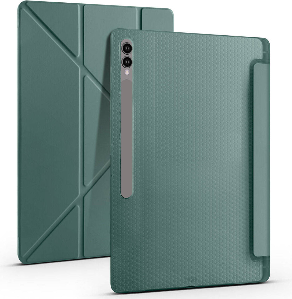 Galaxy Tab S9 Ultra Kılıf  Uyumlu Mnc Tri Folding Kalem Bölmeli Standlı Kılıf-Mor