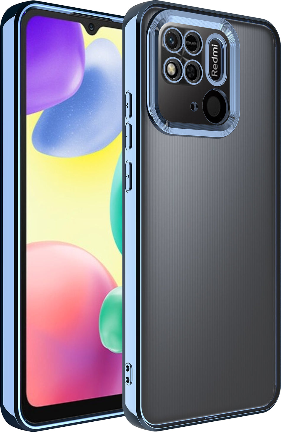 Xiaomi Redmi 10C Kılıf Kamera Korumalı Logo Gösteren Mnc Omega Kapak-Sierra Mavi