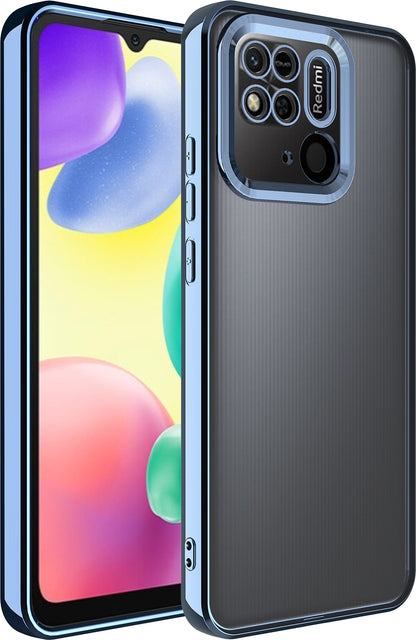 Xiaomi Redmi 10C Kılıf Kamera Korumalı Logo Gösteren Mnc Omega Kapak-Sierra Mavi