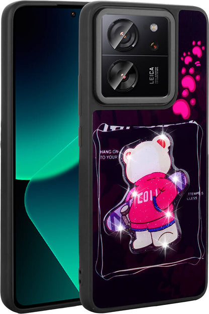 Xiaomi Mi 13T Kılıf Parlayan Kabartmalı Ikonik Figürlü Mnc Amas Silikon Kapak-Siyah