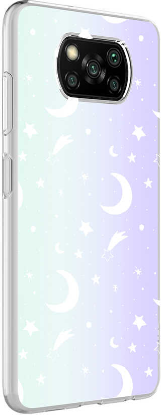 Xiaomi Poco X3 Kılıf Mnc M-Blue Desenli Kapak-Moon No4