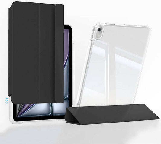apple iPad Air 11 2024 Kılıf Magnetik Ayrılabilen Airbagli Uyumlu Mnc Sliding Tablet Kılıfı-Siyah