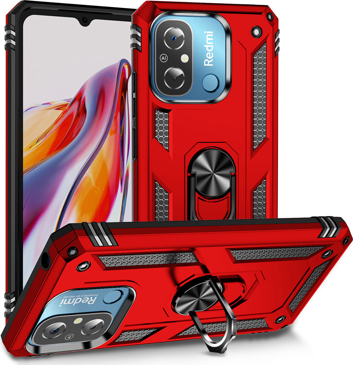 Xiaomi Redmi 12C Kılıf Mnc Vega Kapak-Kırmızı