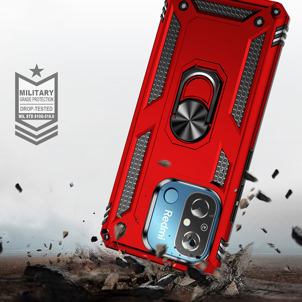 Xiaomi Redmi 12C Kılıf Mnc Vega Kapak-Kırmızı