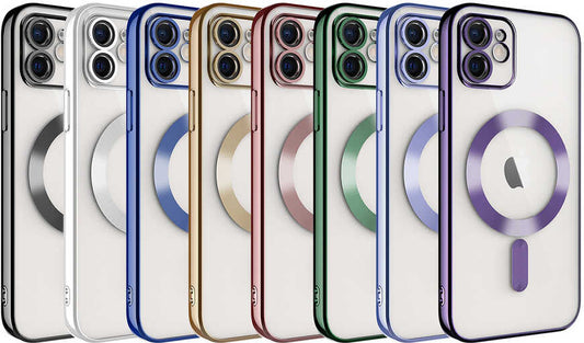 Apple iPhone 12 Kılıf Kamera Korumalı Magsafe Wireless Şarj Özellikli Mnc Demre Kapak-Siyah