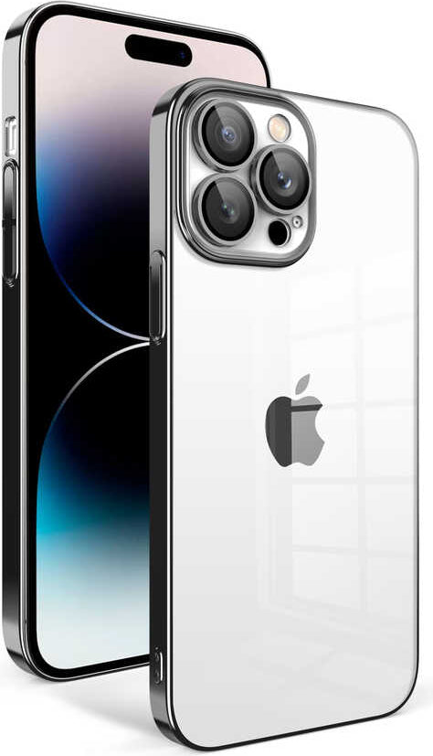 Apple iPhone 14 Pro Kılıf Kamera Korumalı Renkli Çerçeveli Mnc Garaj Kapak-Siyah