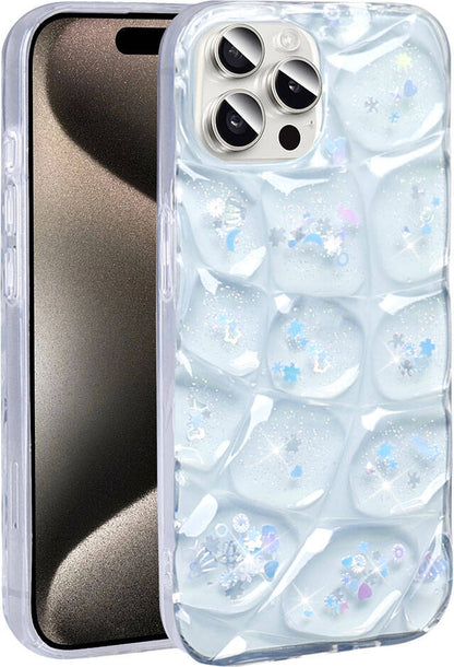 Apple iPhone 15 Pro Kılıf Simli 3D Desenli Mnc Hacar Kapak-Mor-Mavi