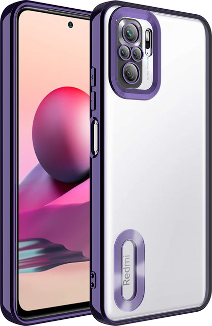 Xiaomi Redmi Note 10 Kılıf Kamera Korumalı Logo Gösteren Mnc Omega Kapak-Derin Mor