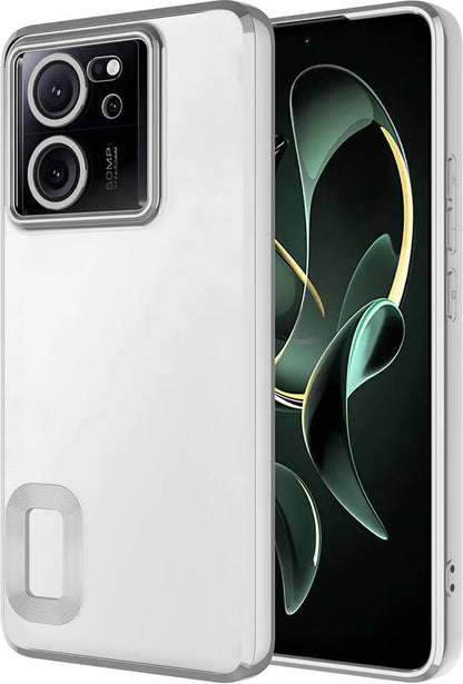 Xiaomi Mi 13T Kılıf Kamera Korumalı Logo Gösteren Mnc Omega Kapak-Gümüş