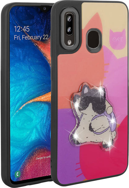 Galaxy A30 Kılıf Parlayan Kabartmalı Ikonik Figürlü Mnc Amas Silikon Kapak-Mor