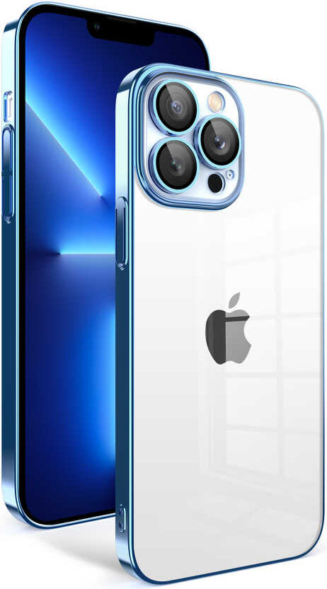 Apple iPhone 12 Pro Kılıf Kamera Korumalı Renkli Çerçeveli Mnc Garaj Kapak-Mavi Açık