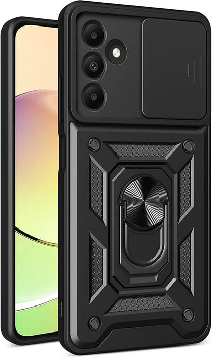 Galaxy A15 Kılıf Magnetik Standlı Kamera Korumalı Mnc Sürgülü Vega Kapak-Siyah